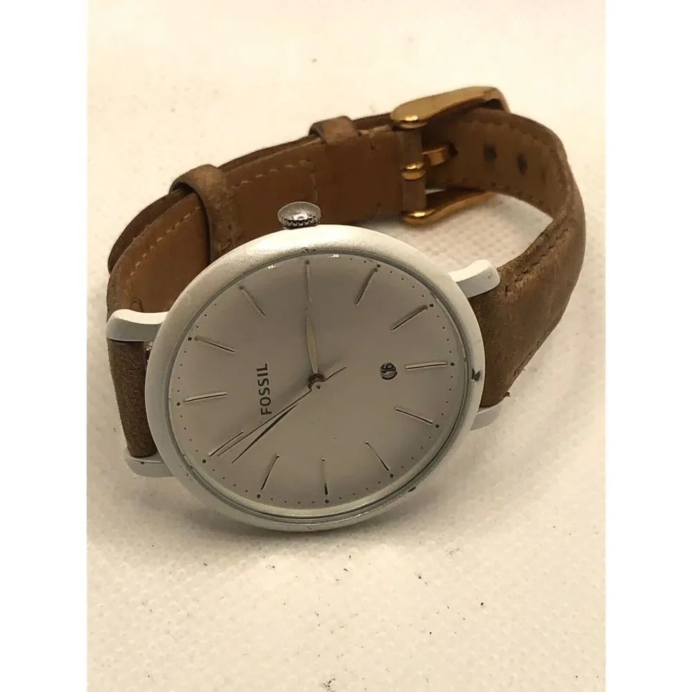Fossil ES4397 Women's Brown Leather Analog White Dial Quartz Wrist Watch OL6
